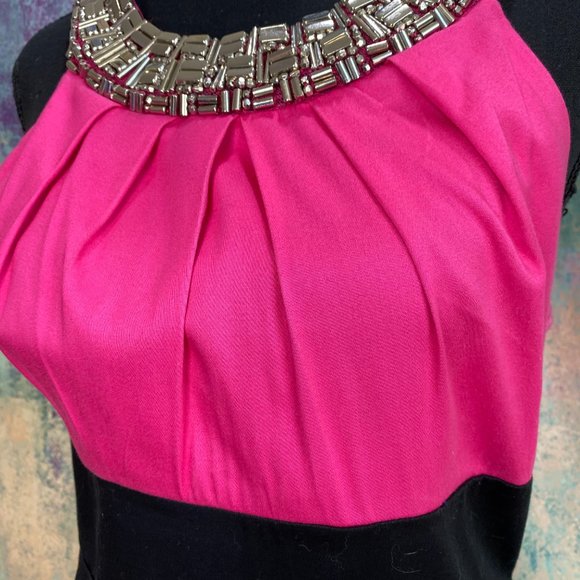 ๐B Darlin Eye-Catching Neckline Pink Black Sleeveless Cotton Dress - Picture 4 of 13